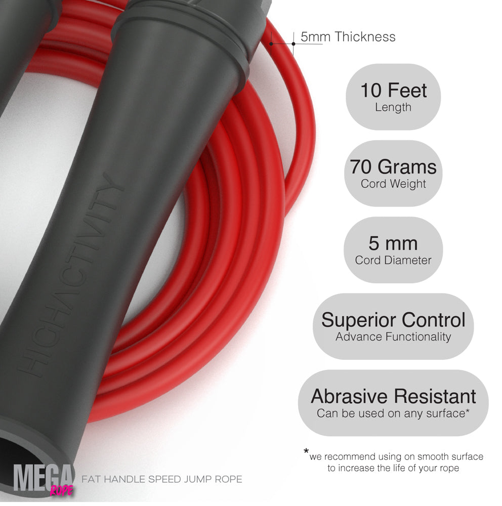 Mega Rope- 5mm Fat Handle Speed Jump Rope- ABS Handles
