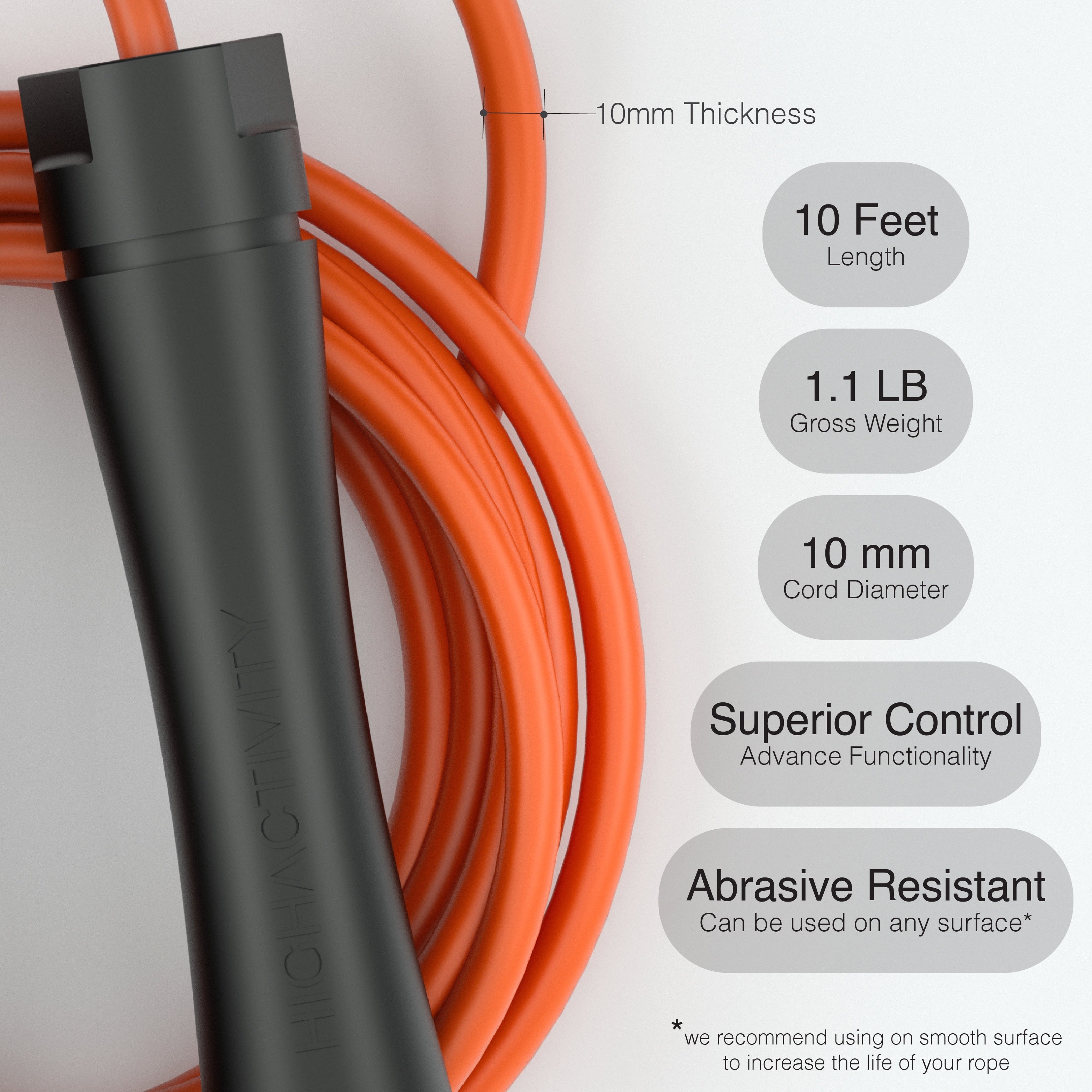 Hefty Rope- 10 mm Heavy Weight Jump Rope- ABS Handles